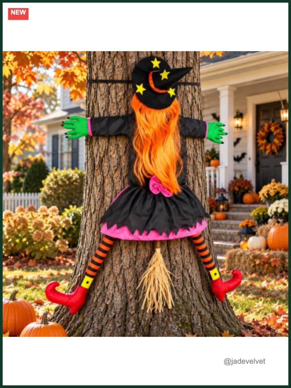 53" Crashing Witch Halloween Yard Decor Weather-Resistant Polyester Outdoor